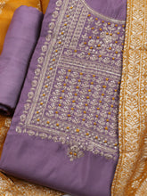 Embroidered Chanderi Unstitched Suit Piece With Dupatta